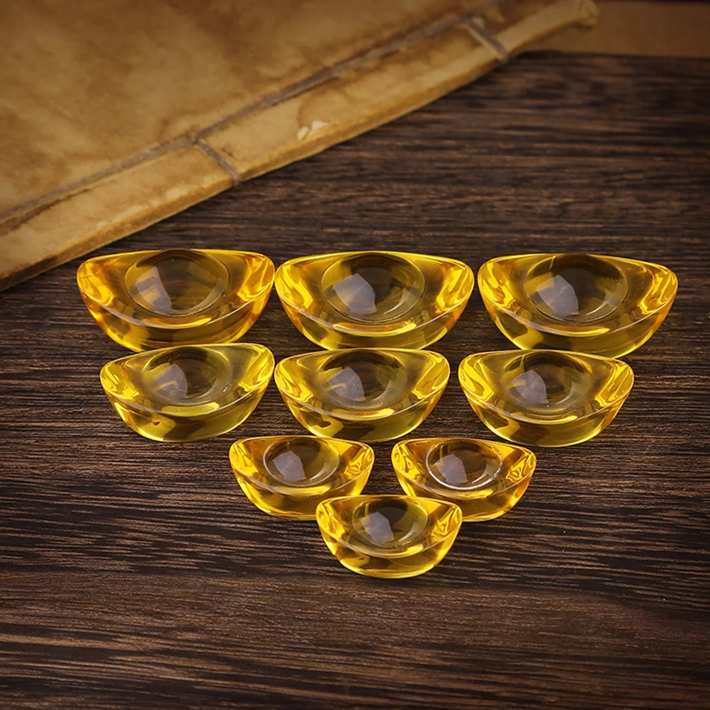 

30Pcs Elegant Gold Ingot Sculpture Flat Base Desktop Decor Creative Feng Shui Wealth Ornament Ingot Decor