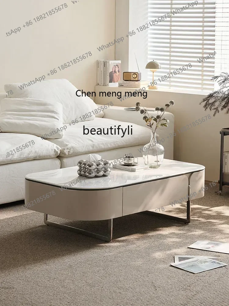 

2003Half Summer Coffee Table Living Room Home Small Apartment Cream Style Marble Minimalist High Sense