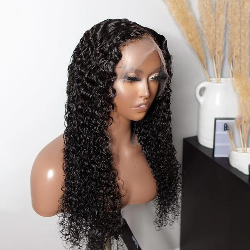 Zacht Zwart 26 "Natuurlijke Haarlijn 180% Dichtheid Lijmloze Kinky Krullend Haarkant Voor Zwarte Vrouwen BabyHair Preplucked