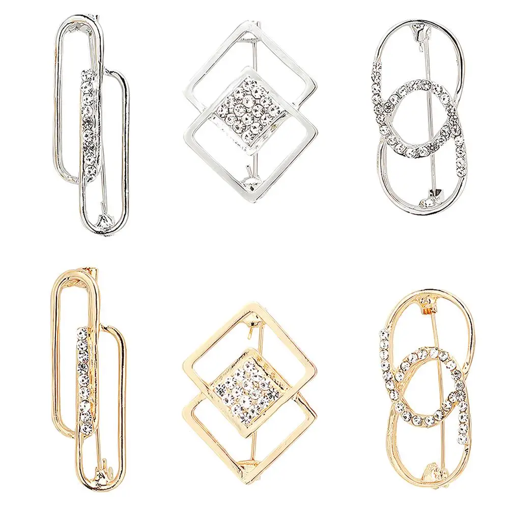 

6pcs Safety Pins Anti-explosion Buckle Clothes Brooch Skirt Accessory Women Decorative Rhinestones Lightweight Easy Store Smooth