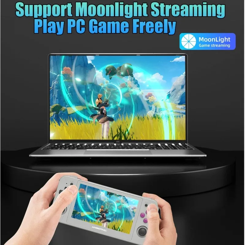 وحدة تحكم ألعاب محمولة Android 12، Unnisoc Tiger T618 مدمجة 128G محملة مسبقًا 3172 لعبة، مستشعر جيروسكوب ولمسة OLED 4.95 بوصة