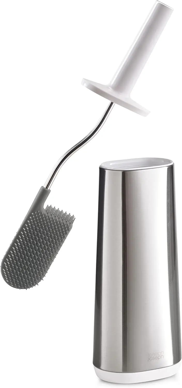 

Toilet Brush with Slim Holder, Flexible Anti-Drip, Stainless Steel
