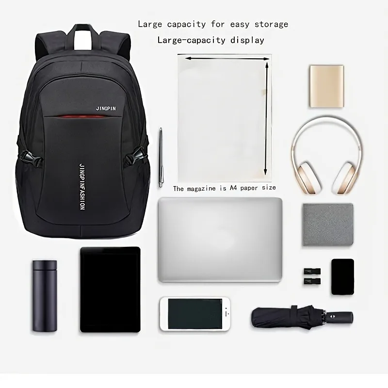 Mochila de nailon de moda para hombre: gran capacidad, mochila informal, adecuada para la escuela y los viajes, con compartimento para computadora portátil