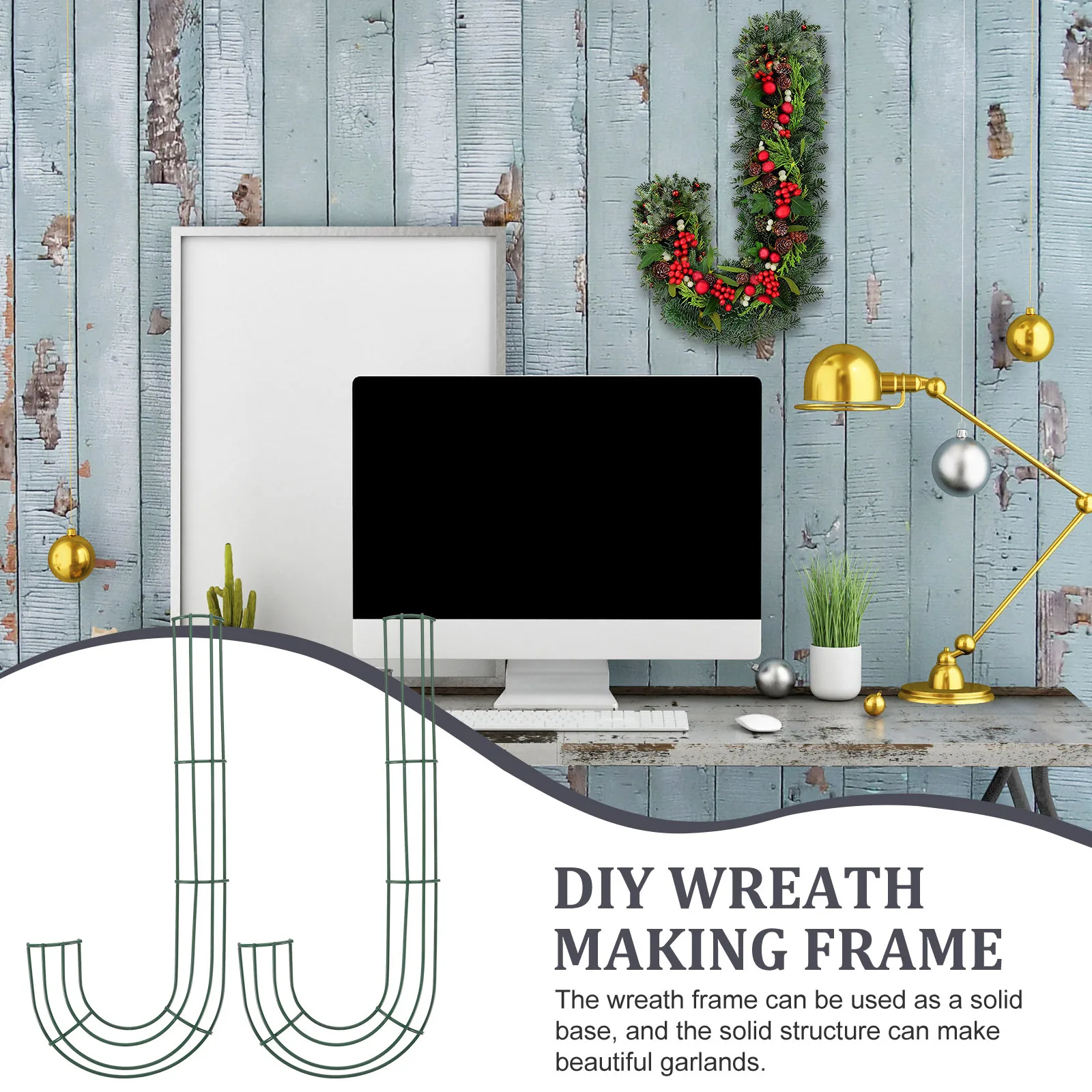 

2 pcs Iron Wreath Frame Christmas Wreath Making Diy Wire Hoops For Home Decor Garland Craft Outdoor Indoor Use