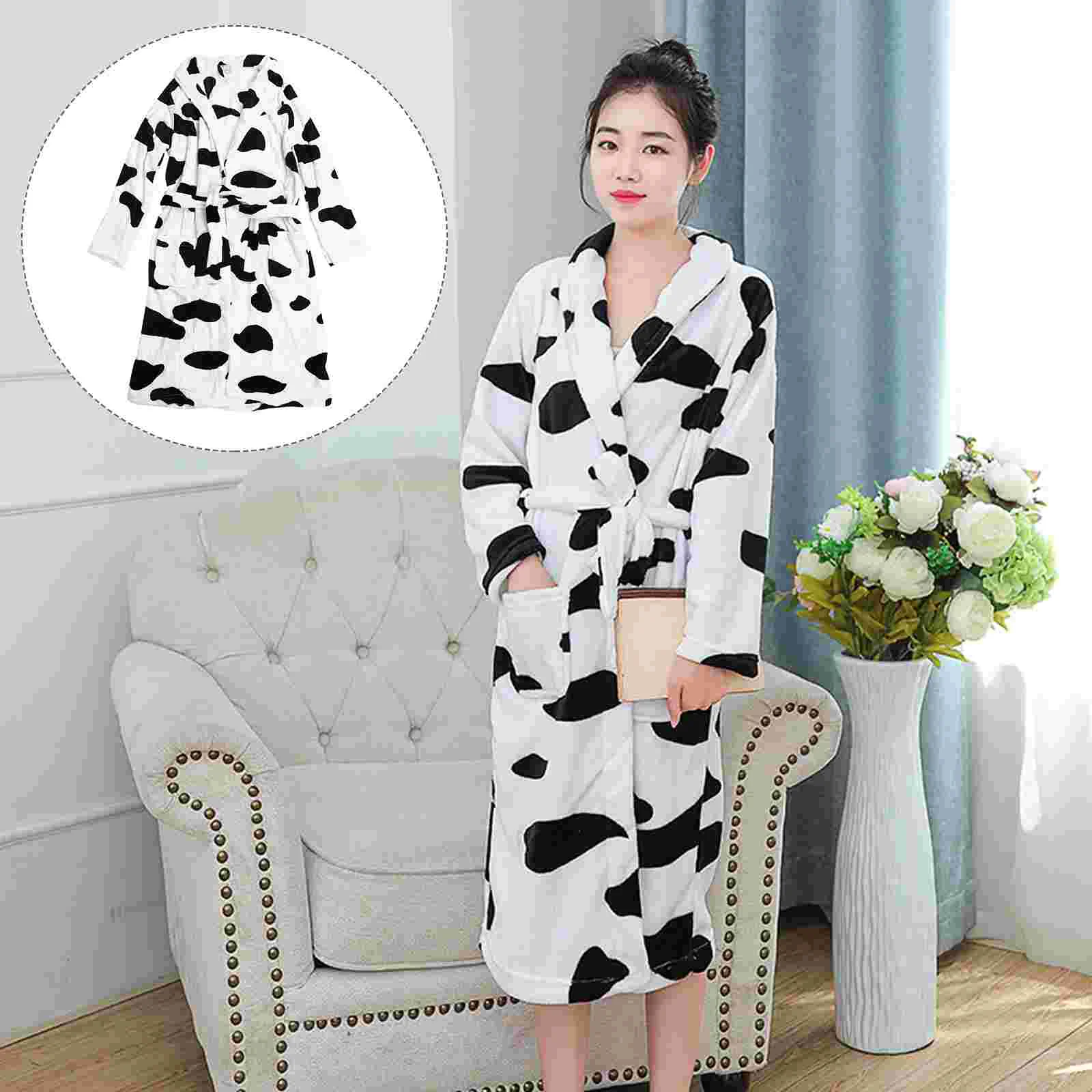 Sleepover Party Costume Cow Pajamas Girls Nightgowns Sleepwear Women's Bathrobe