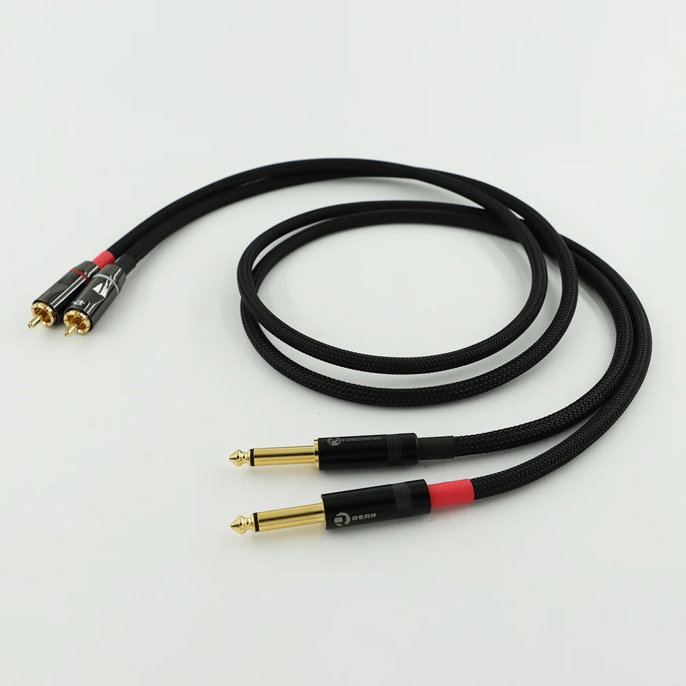 Carare สายสัญญาณสายออดิโอ L-4E6S 4N 6.35ทองแดงปราศจากออกซิเจนไปยัง RCA/6.5ปลั๊กสองแกนขนาดใหญ่ไปยังปลั๊กบัวชุบทอง