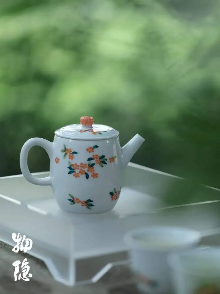 Wuyintang Teapot For Home Use Hand Painted With Small Floral Patterns Handmade Ceramic Teapot Vintage Style Autumn Design