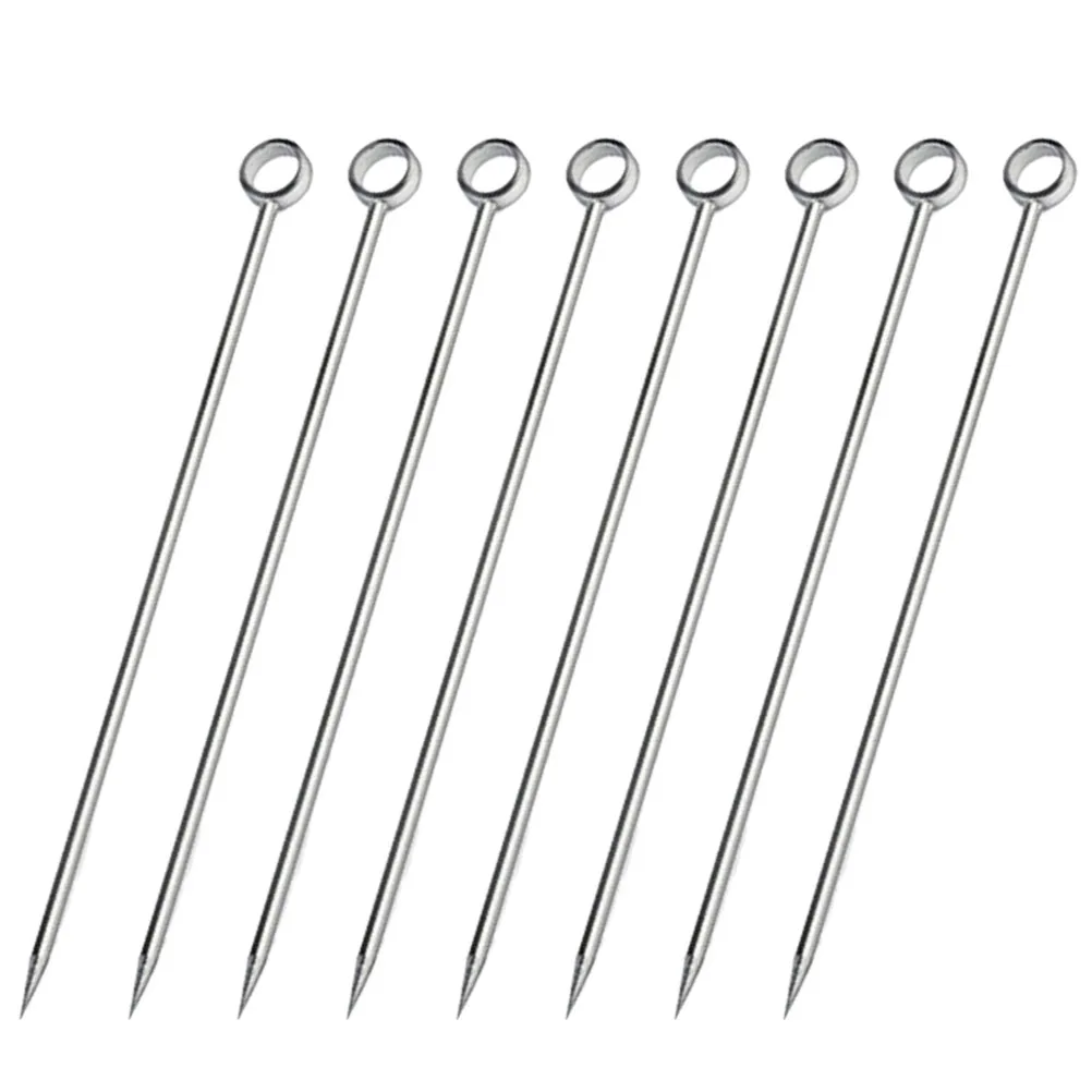 

8pcs Cocktail Picks Stainless Steel Toothpicks Martini Picks Reusable Fancy Metal Skewers Garnish Sticks for Martini Olives