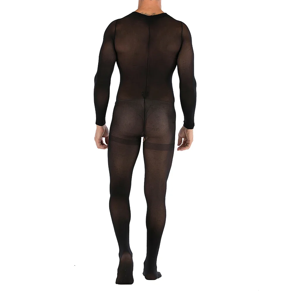 

Sexy Sheer Lingerie Men's Sheer Bodysuit Jumpsuit Sissy Crotchless Male Full Ultra-Thin See Through Erotic Hombre Body Stockings