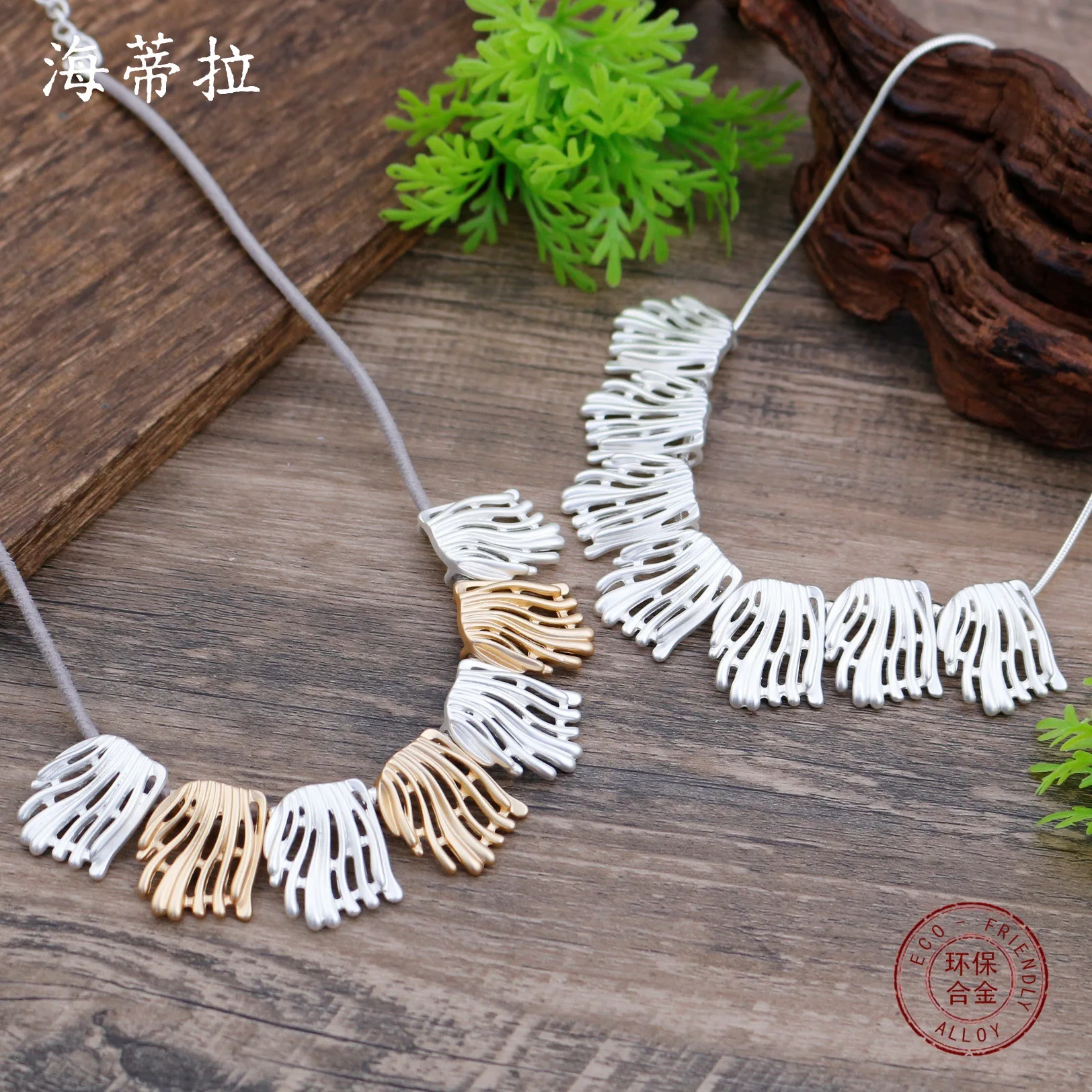 DIY accessories matte hollow geometric square necklace women's creative bohemian irregular square neck chain