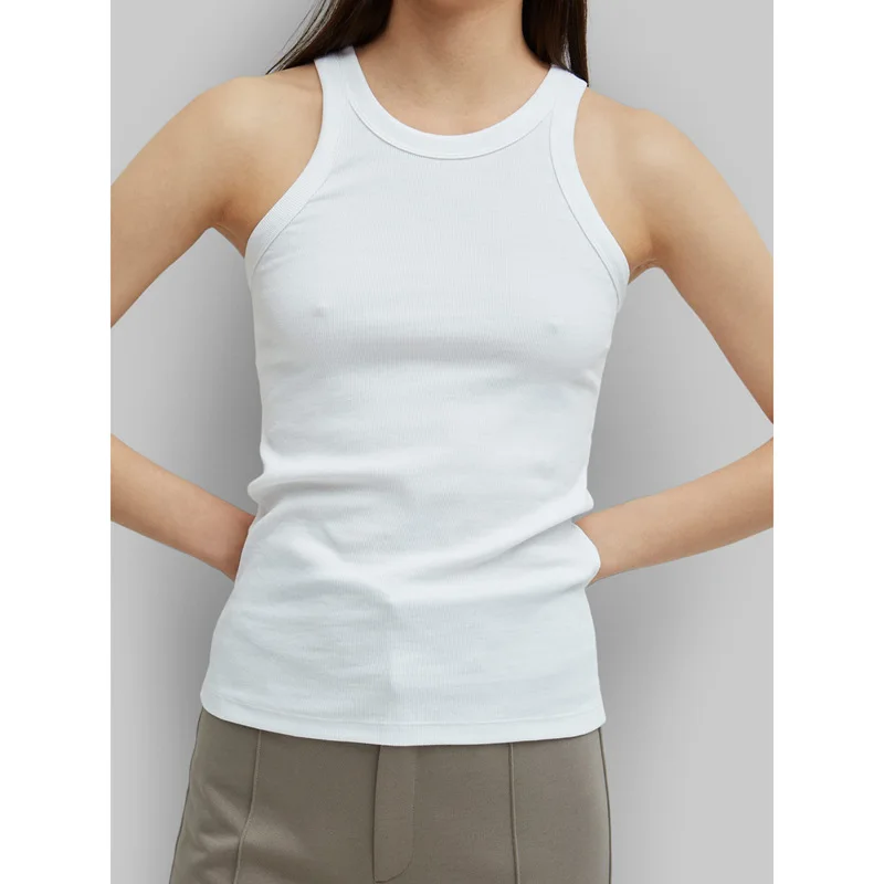 Brand I-shaped Women Simple Cotton Vest Lady Casual All-match Basic Vest Tank Top