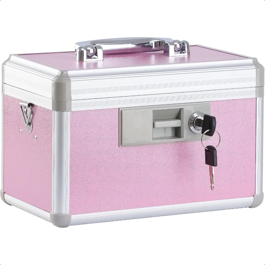 

Medicine Box First Aid Safe Medication Storage Box Layered Aluminum Daily Medicine Cabinet 10.2 x 6.2 x 7.7 Pink