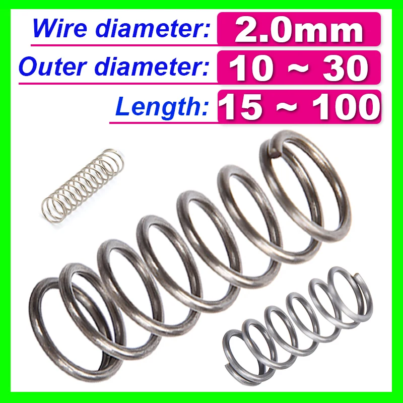 Wire Diameter 2.0mm Compress Pressure Spring Y-type Rotor Buffer Return Cylidrical Coil Od 10~30mm Length 15~100mm Carbon Steel