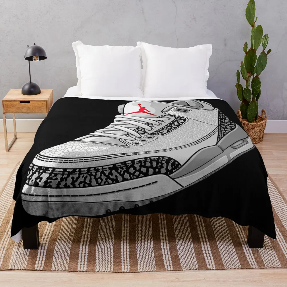 JORDAN 3 CEMENT GREY Throw Blanket Quilt Bed linens Travel Blankets