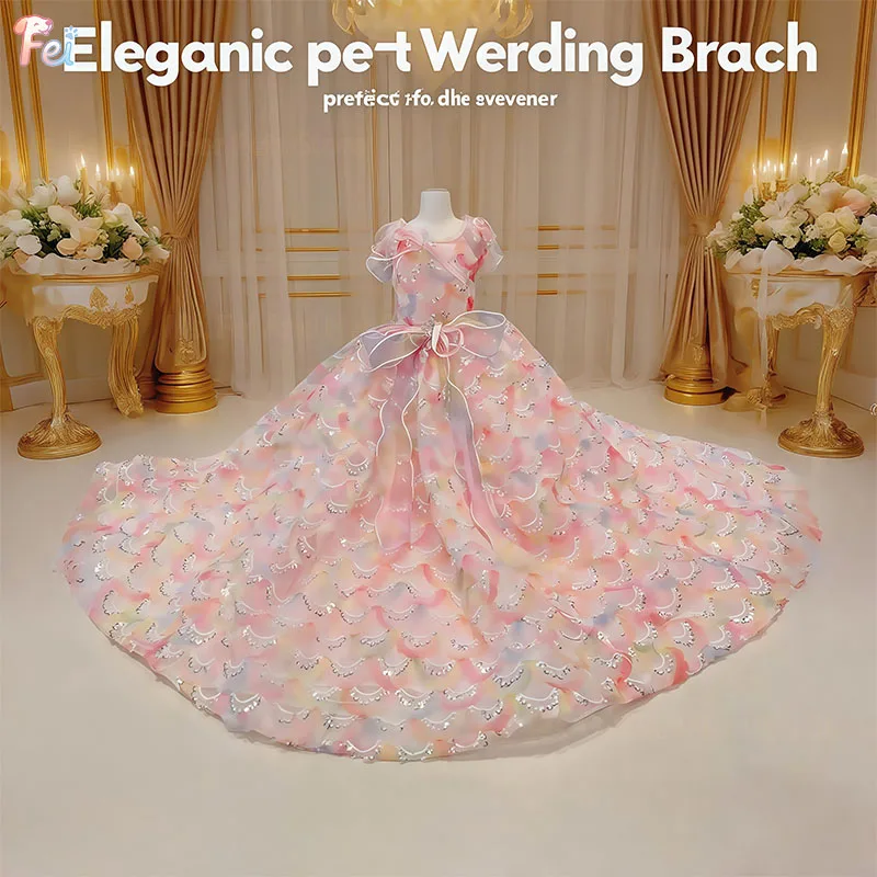 

Luxury Handmade Pink Pet Dog Clothes Fashion Sequin Crystal Lace Bow Princess Dress For Small Medium Dog High-end Puppy Skirts