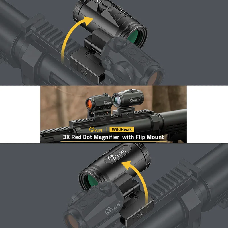 

CVLIFE WildHawk 3X Red Dot Magnifier with Flip Side Mount Ultra Clear Fully Multi Coated Lens Focus Adjustment Windage Elevation