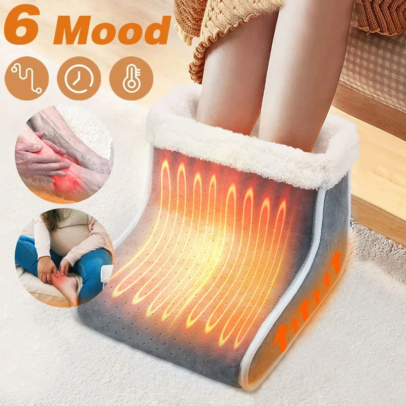 Electric Heater Foot Warmer,Plug-in Electric Foot Warmer Heating Pad,6-Level Heating Foot Boots for men and women,Energy Saving