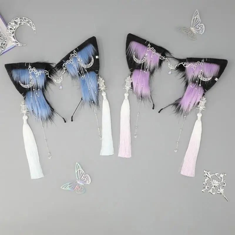 652F Sang Trọng Tua Rua Băng Đô Quấn Tóc Trung Quốc Cổ Đại Bèo Đầu Cosplay Đạo Cụ HairHoop Truyện Tranh Thể Hiện Mũ Đội Đầu