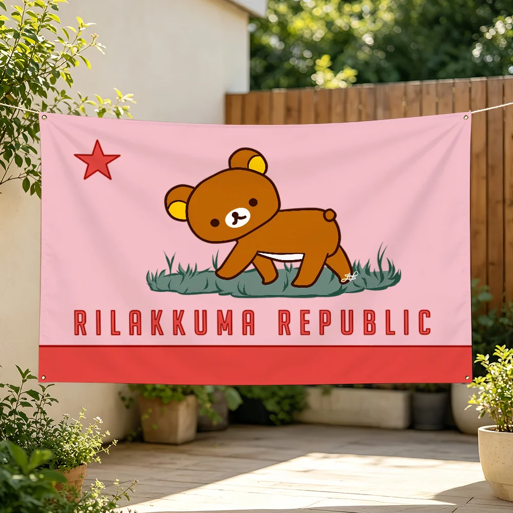 Cartoon R-Rilakkuma Bear Flag For Sports Matches  Games Parade Rally Holiday Festival Backyard Balcony Club Bar Decor