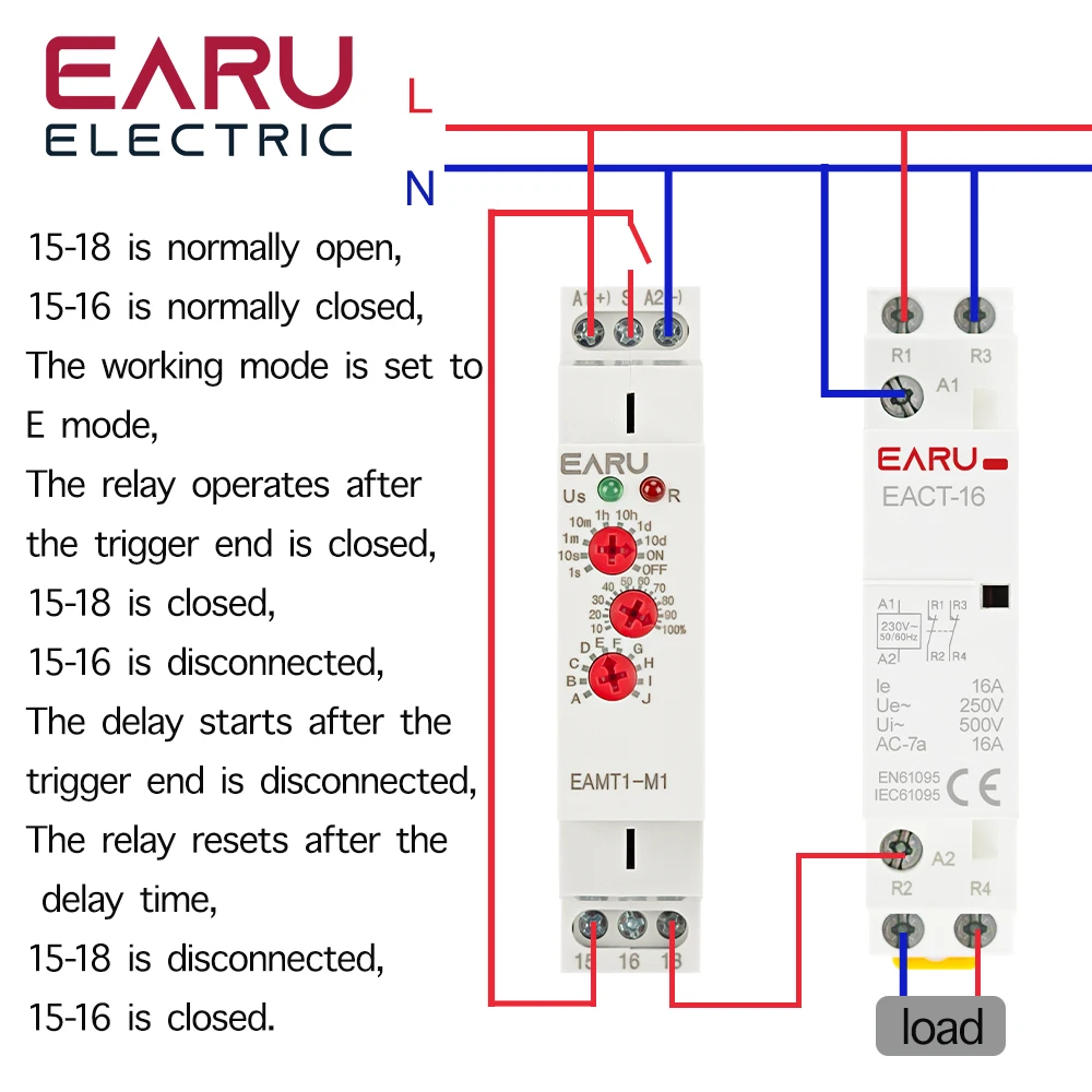 12-240VAC/DC Din Rail Type 0.1 second -10 days Time Delay Relay 16A/250VAC Multifunction Timer Relay with 10 Function Choices