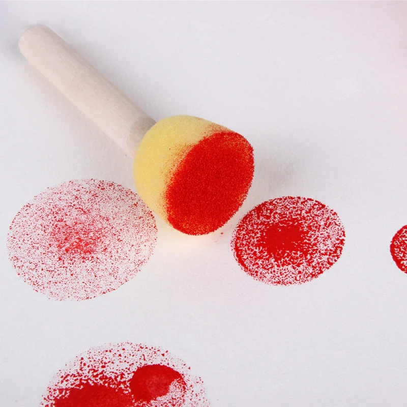 4Pcs Sponge Brush Kindergarten Art Handicraft, Children\'s Drawing Tool Round Sponge Seal Mushroom Head Rubbing Stick