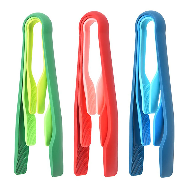3 Pcs PP Plastic Colorful Bread Clip Set Kitchen Non-slip Food Clip Multifunctional Salad Servers Food Picks Tableware