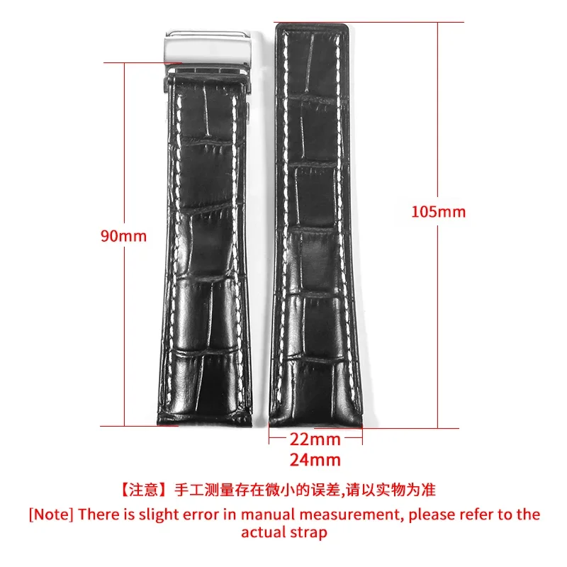 High Quality Genuine Leather Strap Watch Band For Breitling Mens Watch Cow leather Bracelet with Deployment buckle22mm 24mm