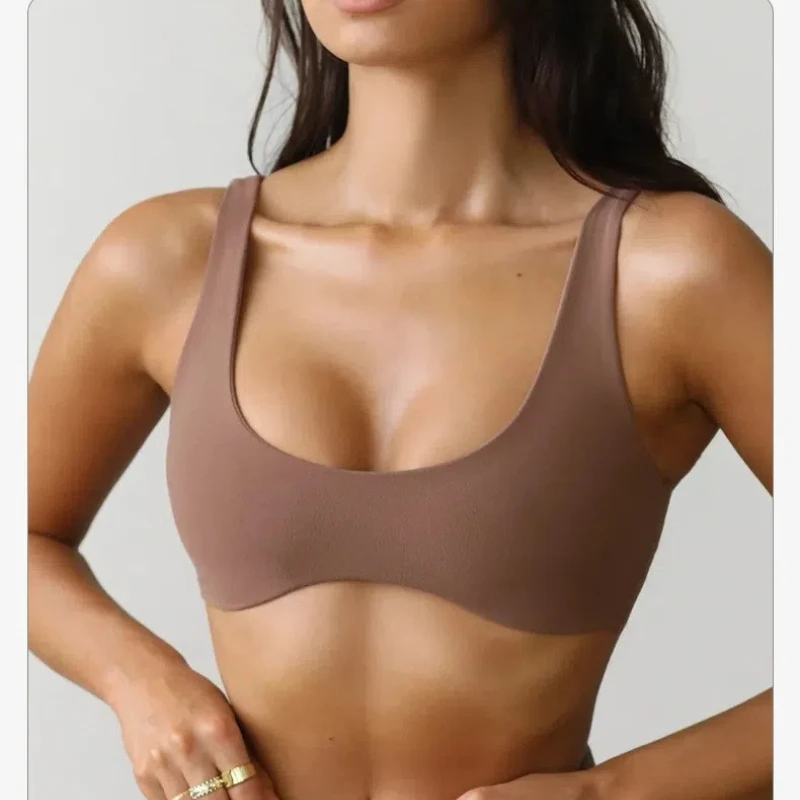 Sports Bra Women Nylon Yoga Crop Top Breathable Workout Underwear Soft Gym Wear Brasier