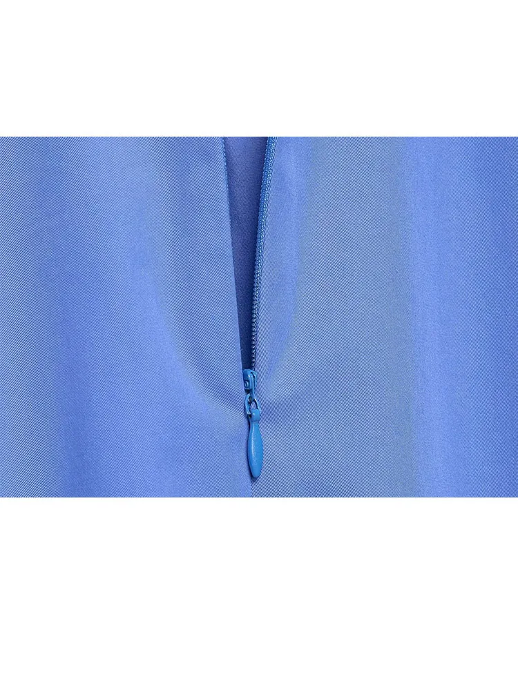 HH Damesmode Vintage Poplin-shirt met ronde hals en ballonmouwen Vrouwelijke High Street Casual Rits Lange mouw Pullover Tops Mujer