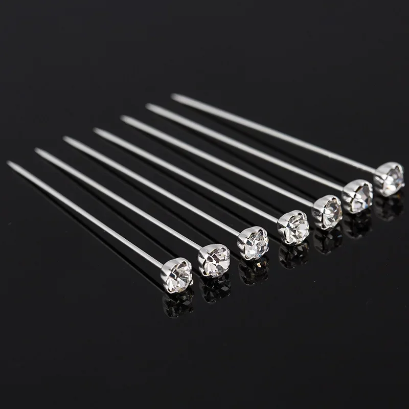 72Pcs/Box Fashion Handmade Dress Pins Round Crystal Head Dressmaking Pins Weddings Corsage Florists Sewing