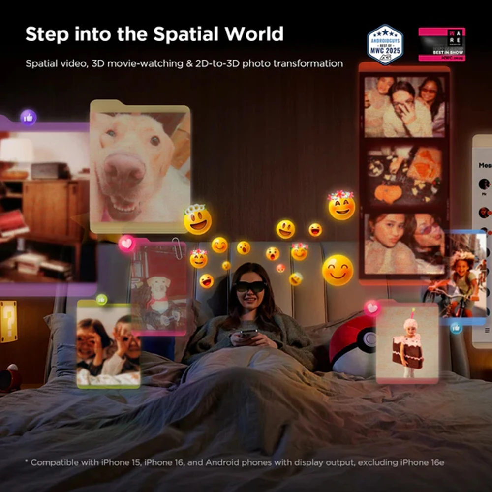 RayNeo Air 3S AR Glasses 201 بوصة شاشة عرض OLED صغيرة ثلاثية الأبعاد HD سينما خاصة تلفزيون الجيب للهاتف المحمول آلة ألعاب الكمبيوتر