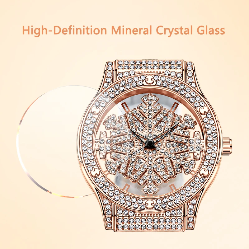 ROMITIME часы для женщин фэнтезийные снежинки вращающийся циферблат ремешок из телячьей кожи кварцевые водонепроницаемые женские наручные часы для подарков