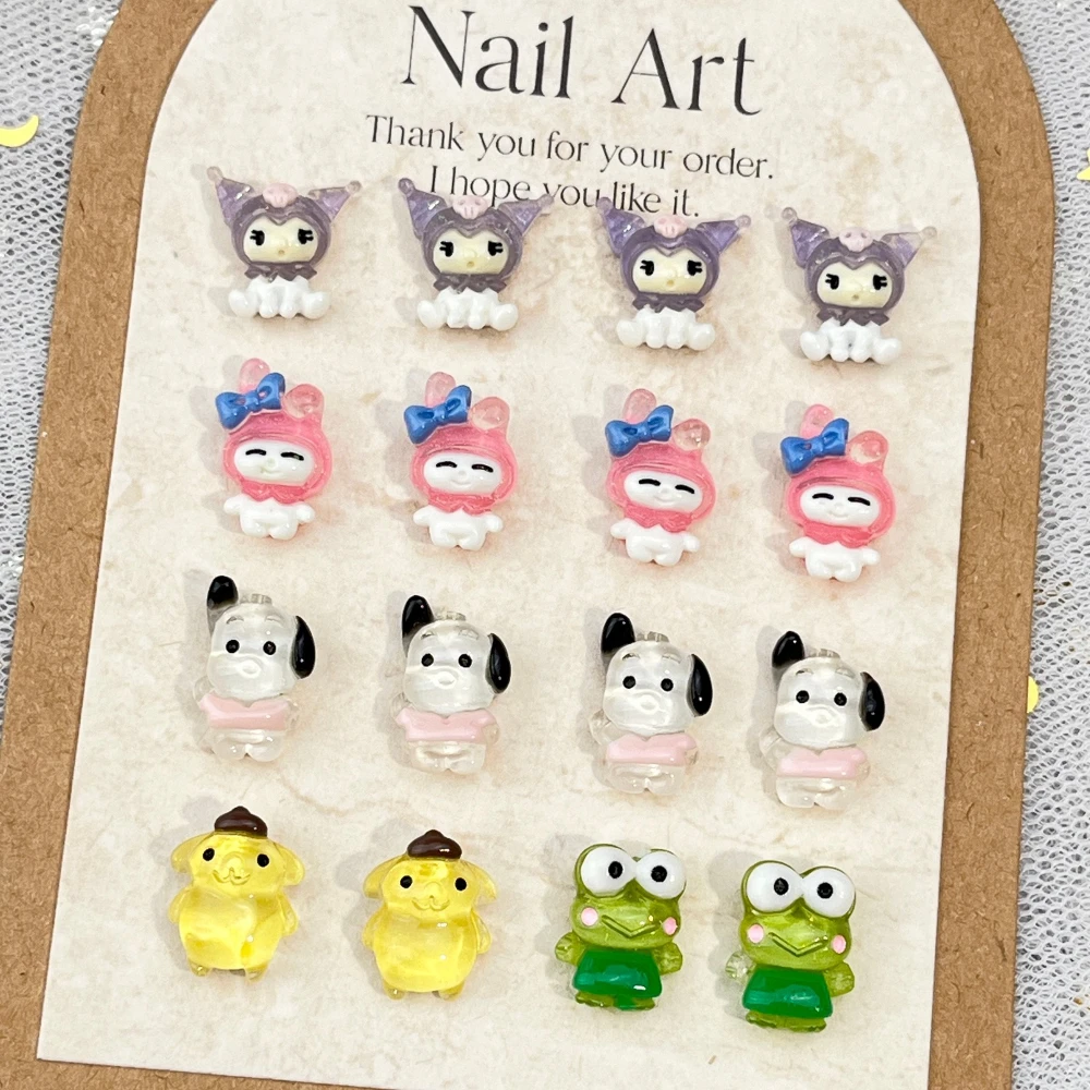

20Pcs Kawaii Mixed Sanrio Transparent Series Nail Art Decoreation Kuromi My Melody Pochacco Pompompurin Diy Nail Supplies Gifts