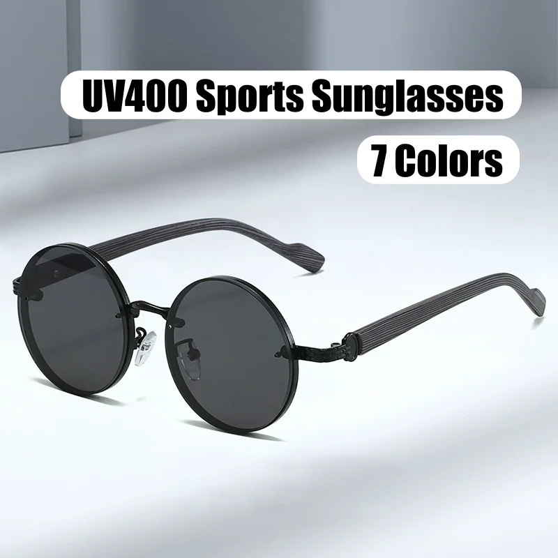 

Stylish Round Frame UV400 Sun Glasses for Male Eyewear Driving Riding Outdoor Sports Goggles Men Women Eye Protection Sunglasses