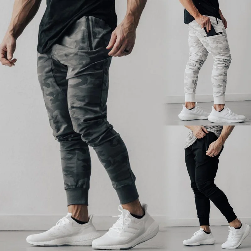 2025 NEW Camouflage Pants Men Sweatpants Workout Fitness Sports Trousers Male Running Pants Training Zipper Pocket Jogger Pants