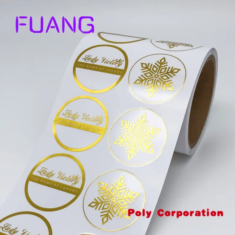 MOQ rendah logo Hologram holografik transparan Laser emas Foilng kemasan Label stiker kustom