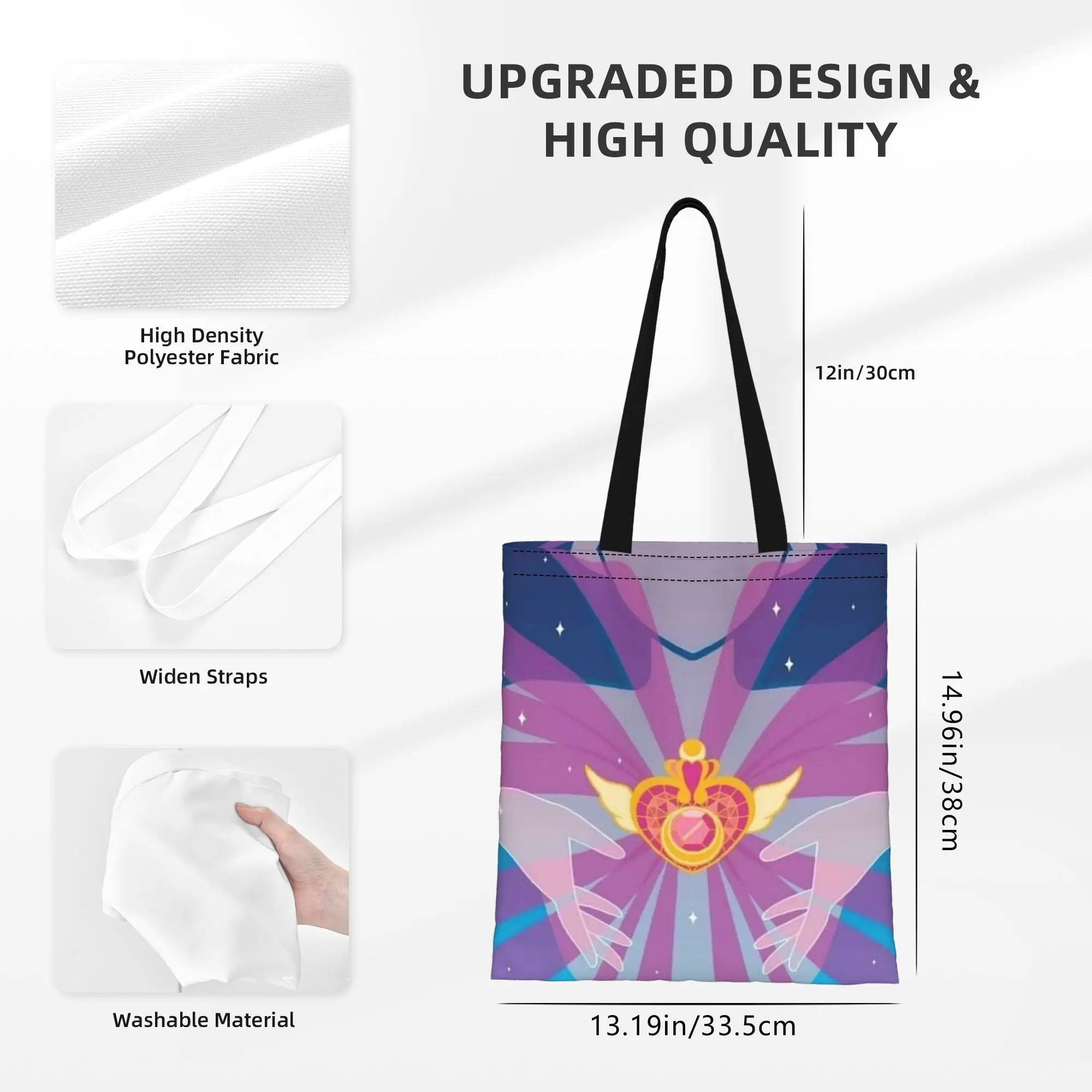 Back to school season Lunar Hero (17) Sailor Moon Canvas Tote Bag Perfect for Shopping Women's Top-Handle Bags - view 6
