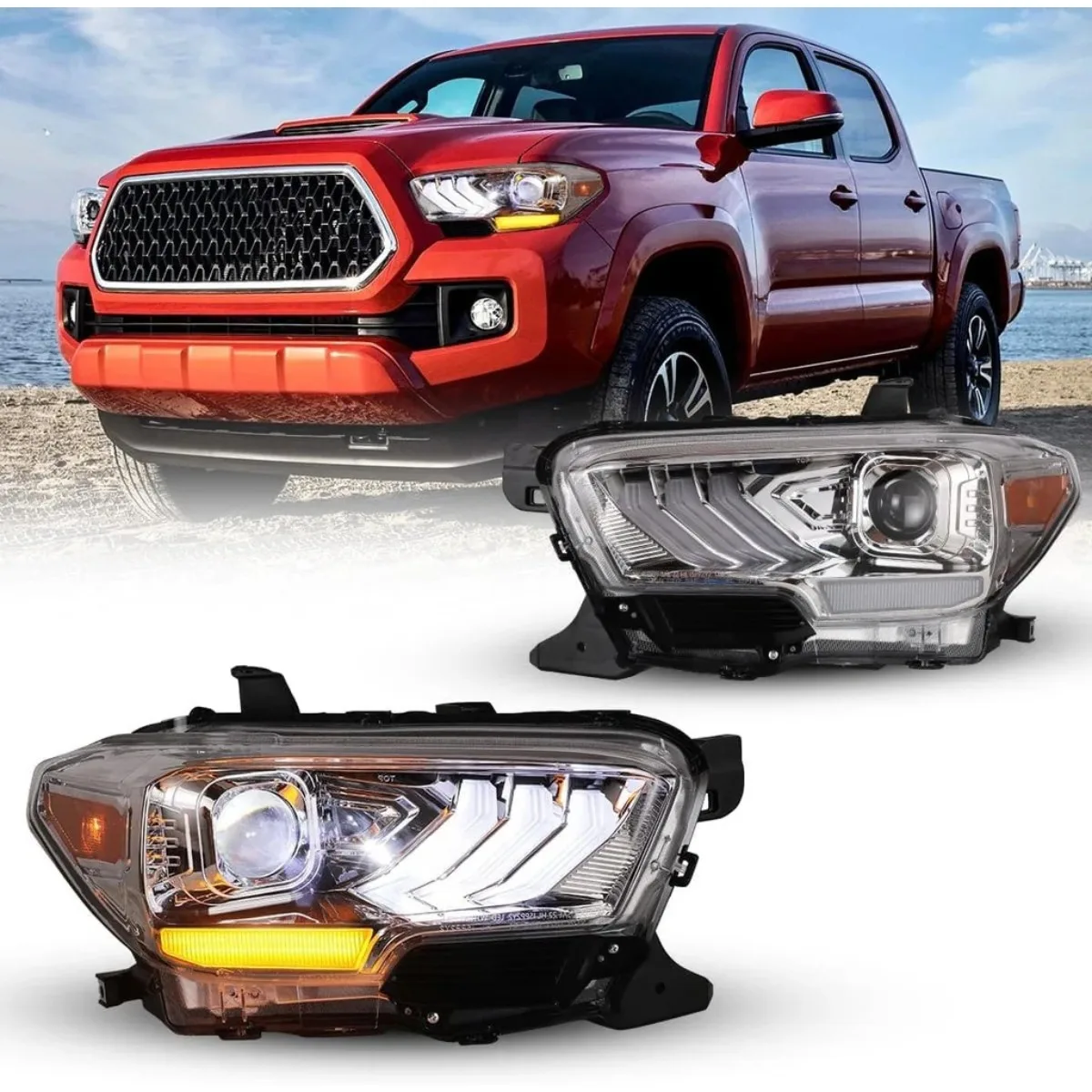 

For Toyota Tacoma 2016-2017 Left Right Lamp LED Daytime Light Front LED Headlamp Assembly Wide Light Lamp