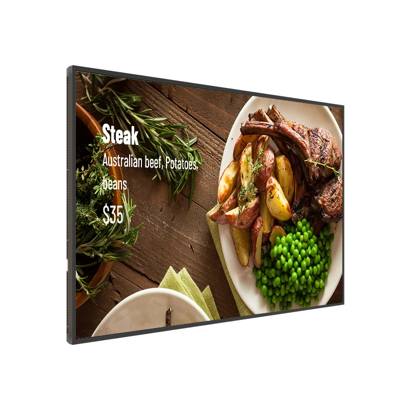 Elevator Advertising Screen Ultra Slim 2.5cm Body Auto Brightness 4K Animation Seamless Wall Installation Retail Stores