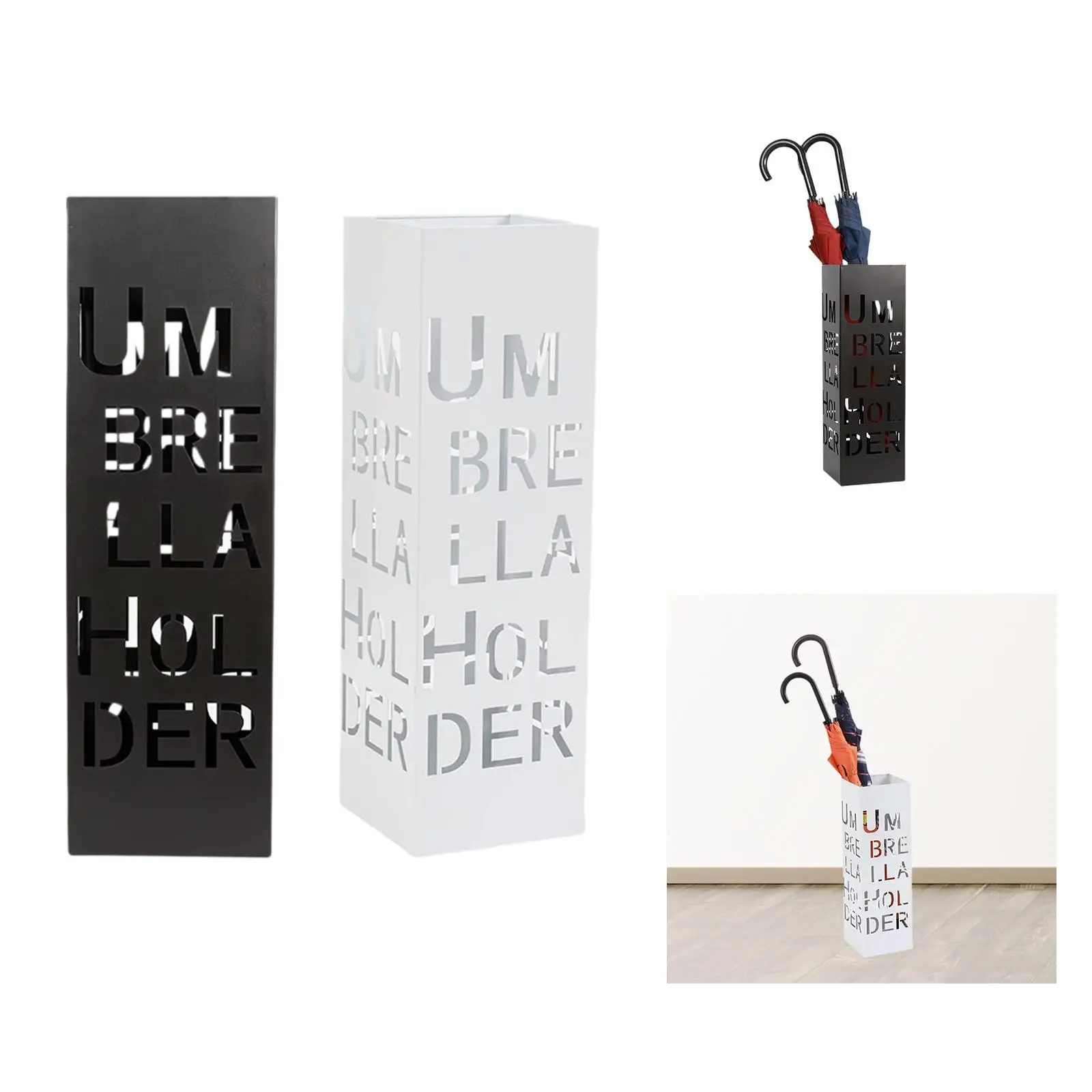 Umbrella Stand Decor Multifunction Metal Umbrella Storage Organizer Bin Umbrella Rack for Office Hotel Supermarket Home Entryway