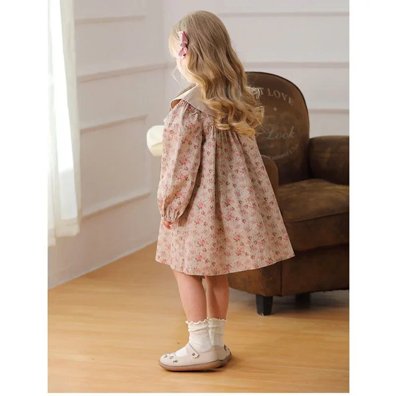 2025 New Spring Sister Clothes 2-7Yrs Girl Party Dress Long Sleeved Cotton Print Kids Princess Dresses Children Clothes