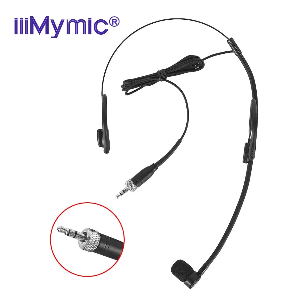 iiiMymic Pro 3.5mm Headset Condenser Microphone For Sennheiser Wireless Body-Pack Transmitter 3.5mm Screw Locking Plug Black