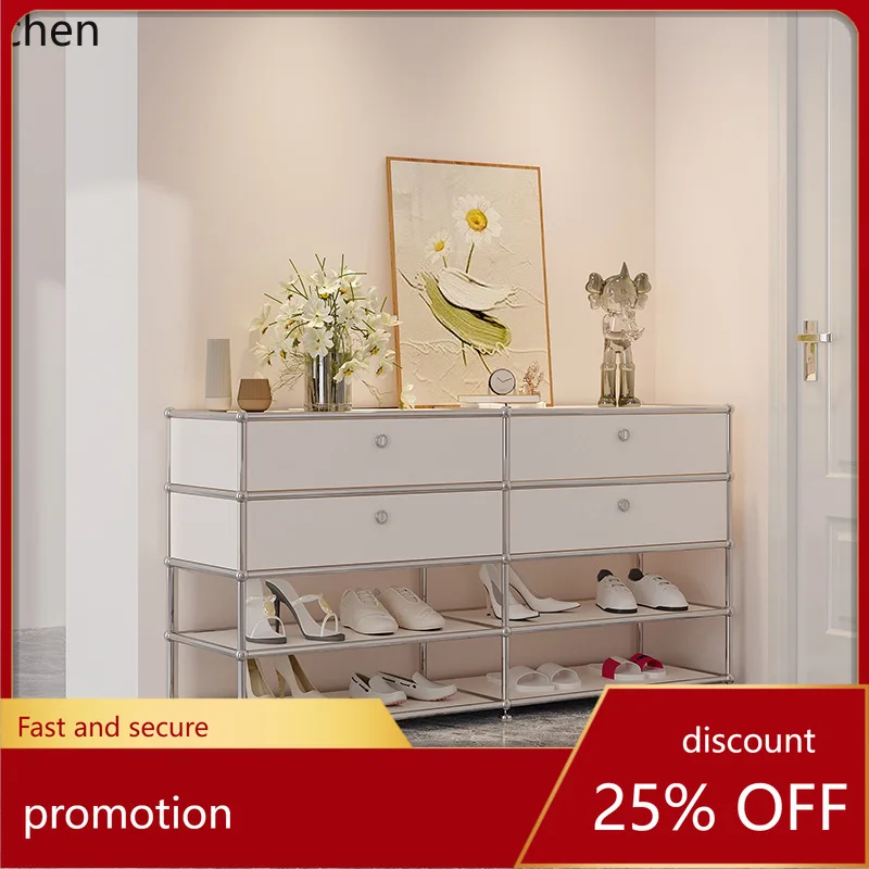 

CZ Vintage Modular Cabinet High-End Shoe Cabinet Living Room Storage Cabinet Stainless Steel Modular Chest of Drawers