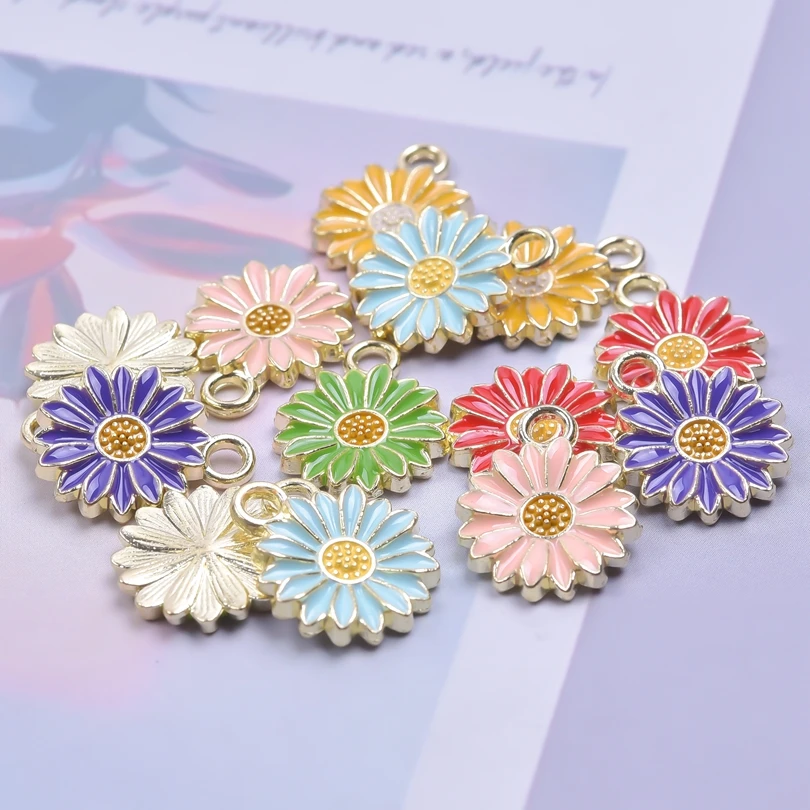 

20Pcs Color Daisy Flower Charms Alloy Enamel Pendants Charms for Jewelry Making Earrings Necklace Key Chains Jewelry Accessories