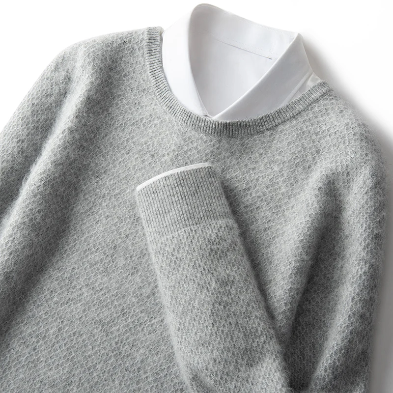 Ropa de marca de lujo con flores de panal para hombre, suéter de Cachemira de visón para otoño e invierno, Jersey de punto informal para hombre, tendencia de manga larga