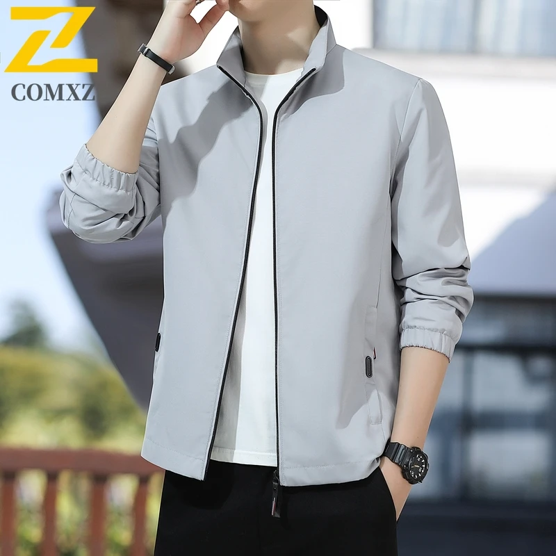 

2025 Мужская повседневная куртка, весна-осень, модная универсальная ветрозащитная дышащая куртка с воротником для путешествий, уличная куртка для путешествий на открытом воздухе