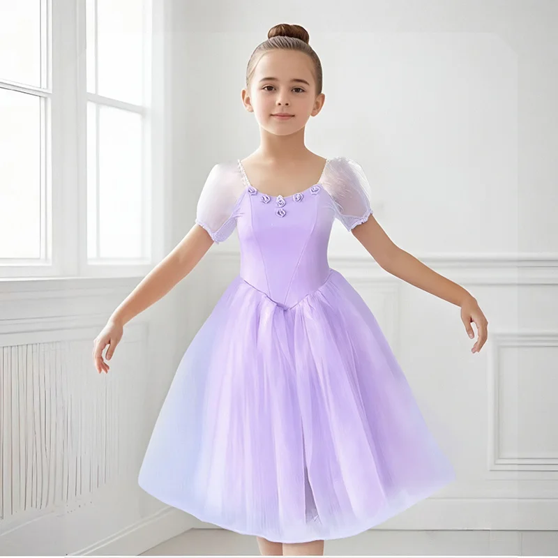 여자 발레 전문가용 투투 드레스 보라색 성인 스완 레이크 팬케이크 발레리나 무대 의상 댄스 발레 레오타드 투투 드레스