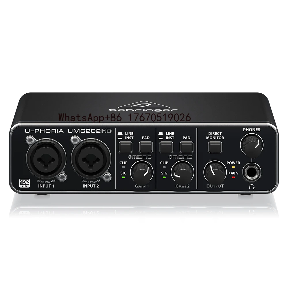 U-Phoria UMC202HD Sound Card USB Audio Interface With 2 Midas Preamps & 48V Phantom Power Studio Sound Equipment
