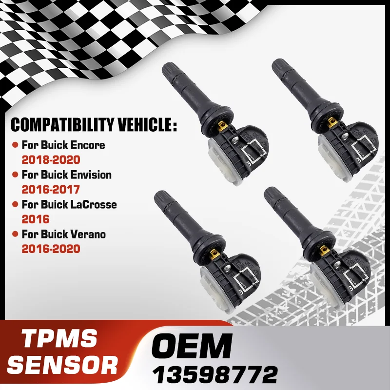 13598772 1/4 قطعة مستشعر مراقبة ضغط الإطارات TPMS لبويك إنكور بويك إنفيجن بويك لاكروس بويك فيرانو 13516164 315 ميجا هرتز #1