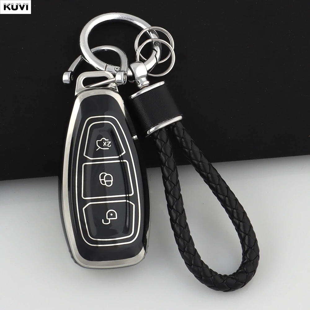 Neue TPU-Autoschlüsselhülle für Ford Focus 3 4 ST Mondeo MK3 MK4 Fiesta Fusion Kuga Ecosport, Schutzhülle für Schlüsselanhänger, Zubehör – Detail 2
